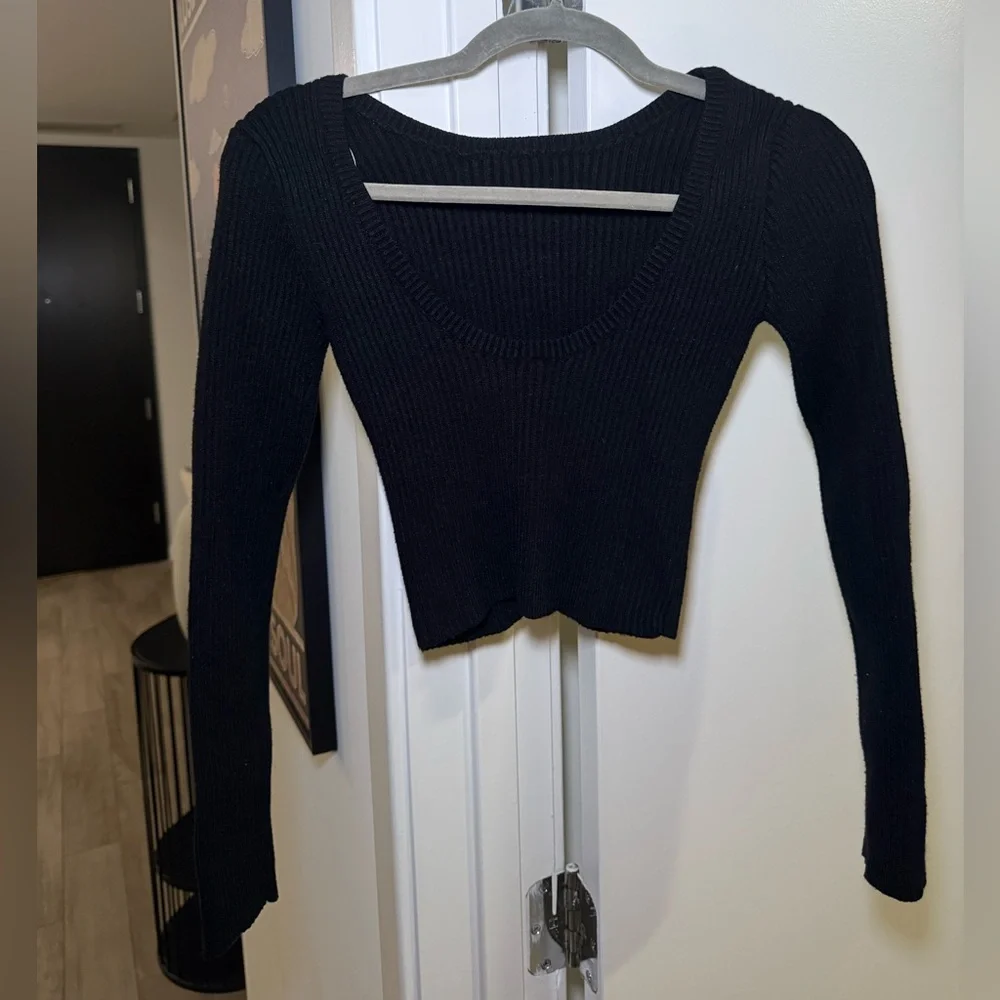 Astr Charcoal Ribbed Sweater
